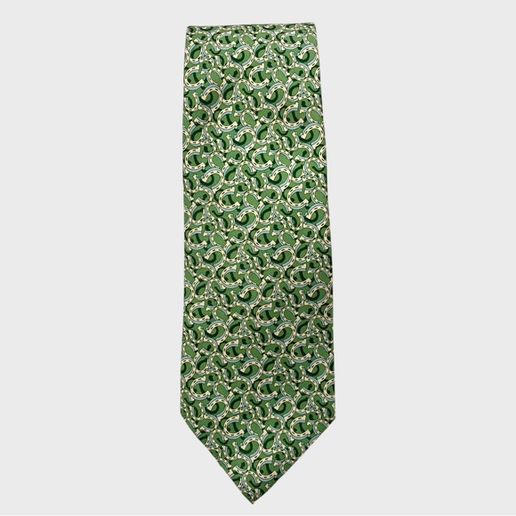 Vineyard Vines x Kentucky Derby Green Blue Horseshoe Print Silk Neck Tie